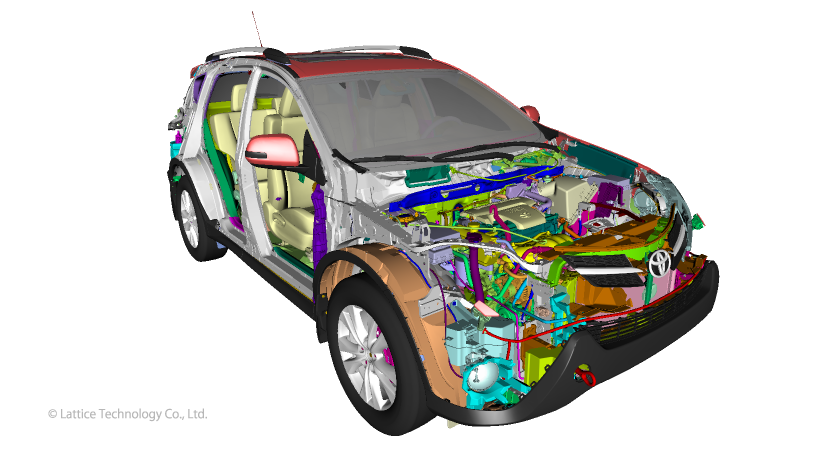 2～3万点の部品から成る自動車の3Dモデル（3D データ提供：トヨタ自動車株式会社）